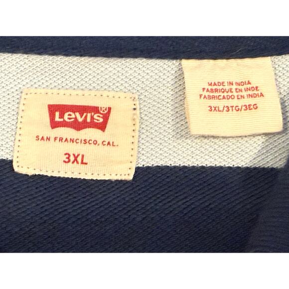 Men’s Levi Striped Polo Blue Short Sleeve Size 3X Preppy - Picture 3 of 15